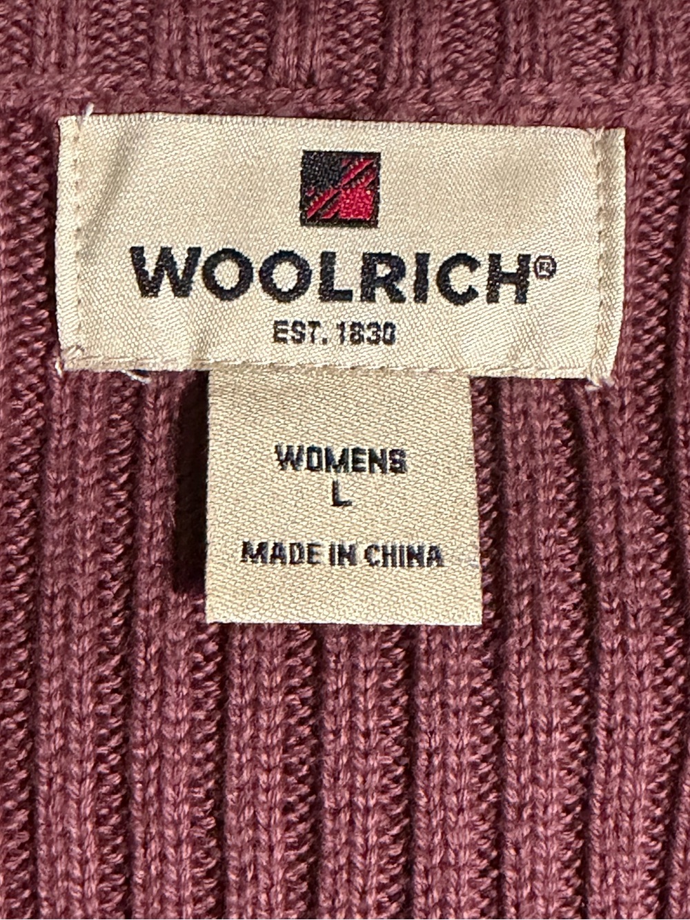 Woolrich Heritage Ribbed Henley Sweater - Button & Zip Mock Neck - Hazelberry - Picture 6 of 7